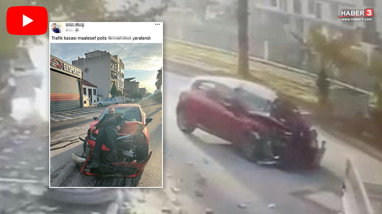 Polis memuruna aracıyla çarpıp fotoğrafını paylaştı! Sürücü ''tanıdık'' çıktı