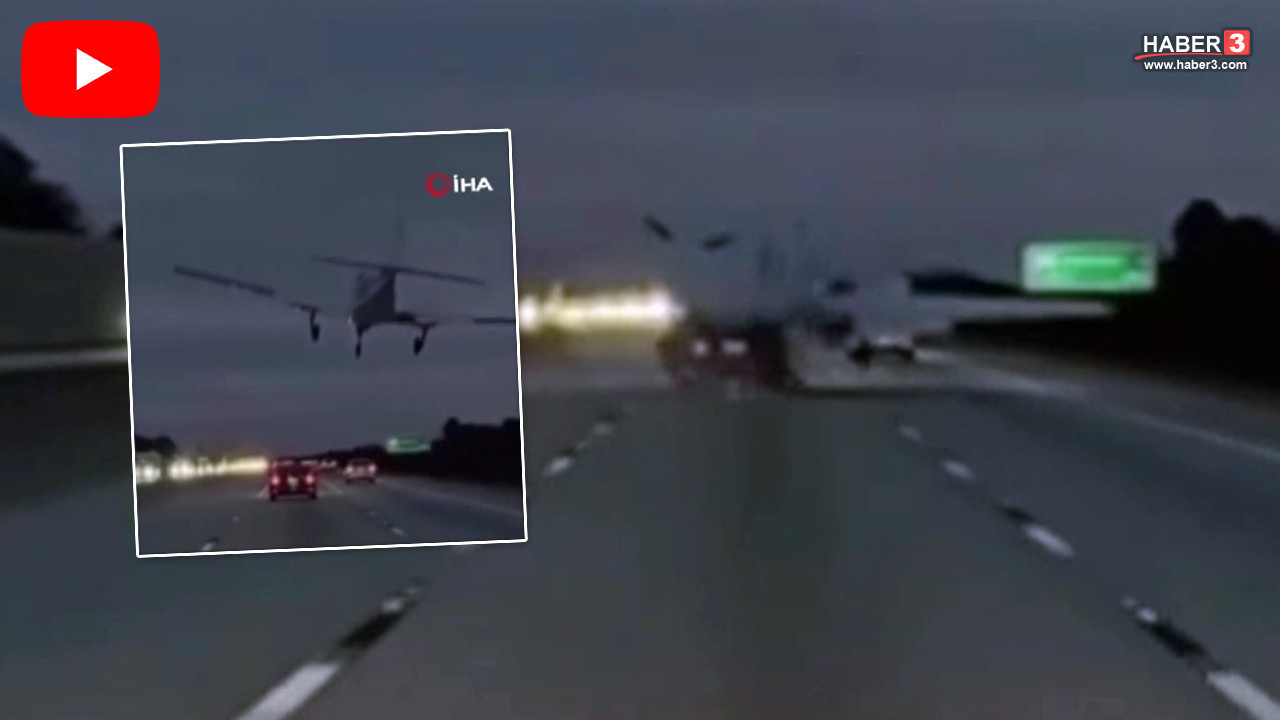 Otoyola acil iniş yapmaya çalışan uçak bir otomobile çarptı