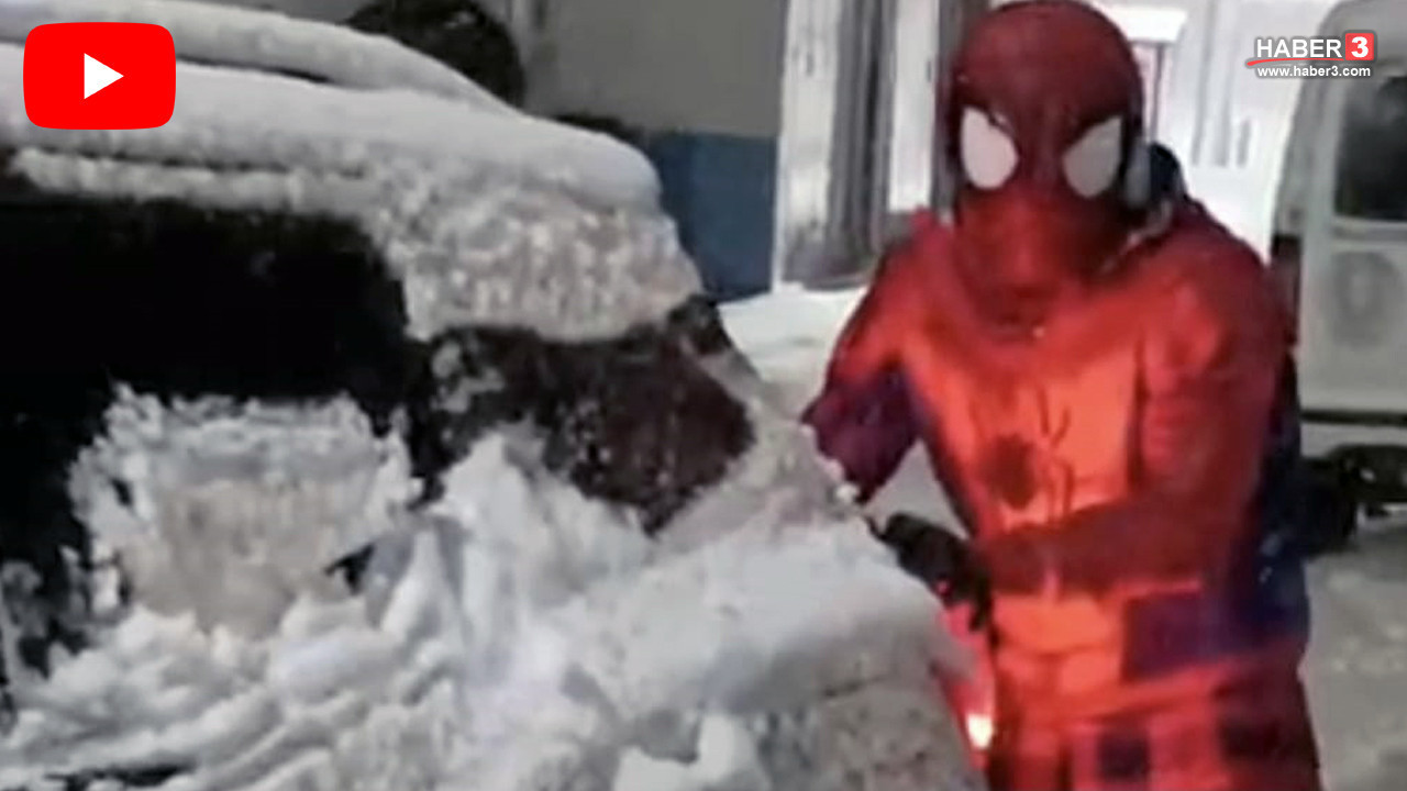 Film sahnesi değil Bitlis... Karda mahsur kalan vatandaşın yardımına Örümcek Adam yetişti