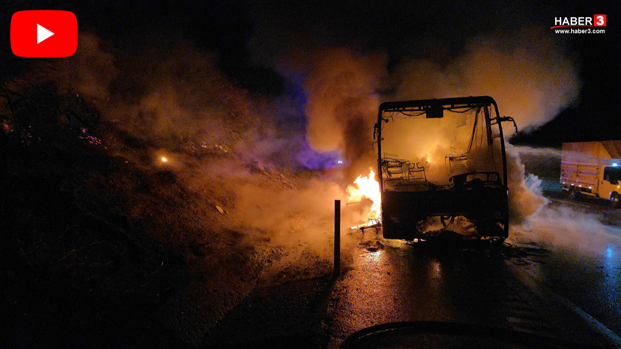Yolcu otobüsünde kabus... 39 yolcusu bulunan otobüs alev topuna döndü
