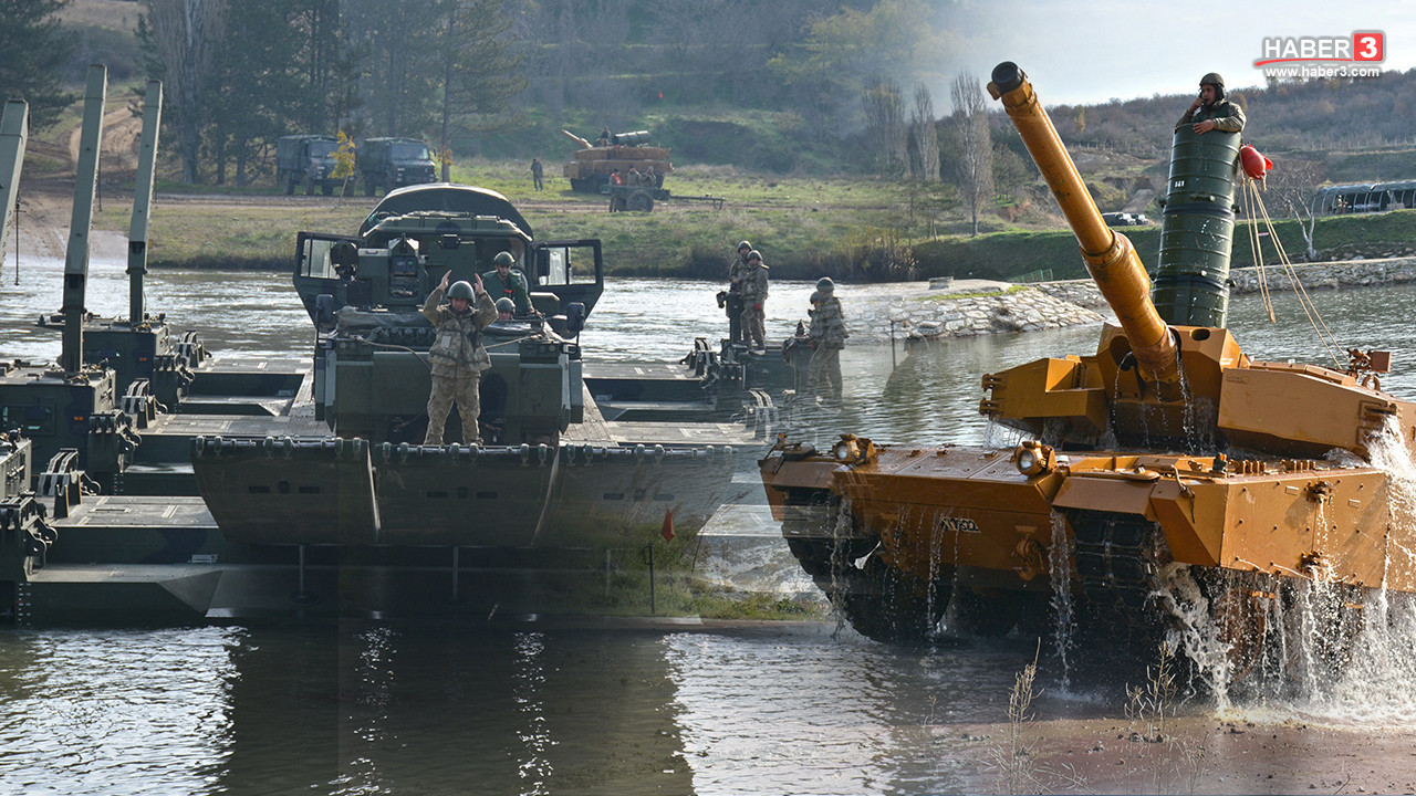 Mehmetçik'in zırhlı araçlarla ''sudan geçiş'' eğitimi nefesleri kesti