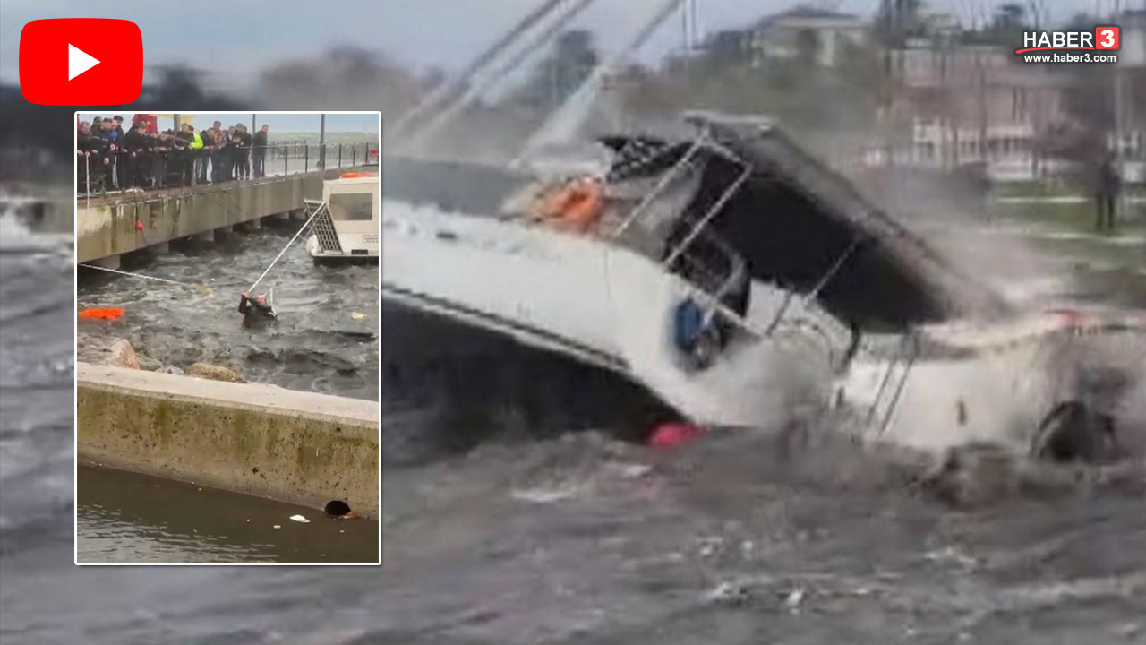 Görüntüler İstanbul'dan! Dev dalgalar tekneleri alabora etti