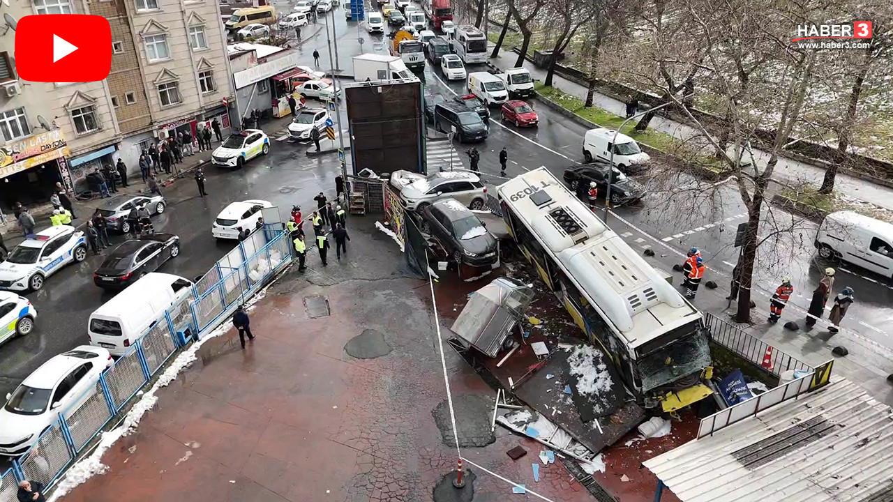 İETT otobüsü araçların arasına daldı, ortalık savaş alanına döndü