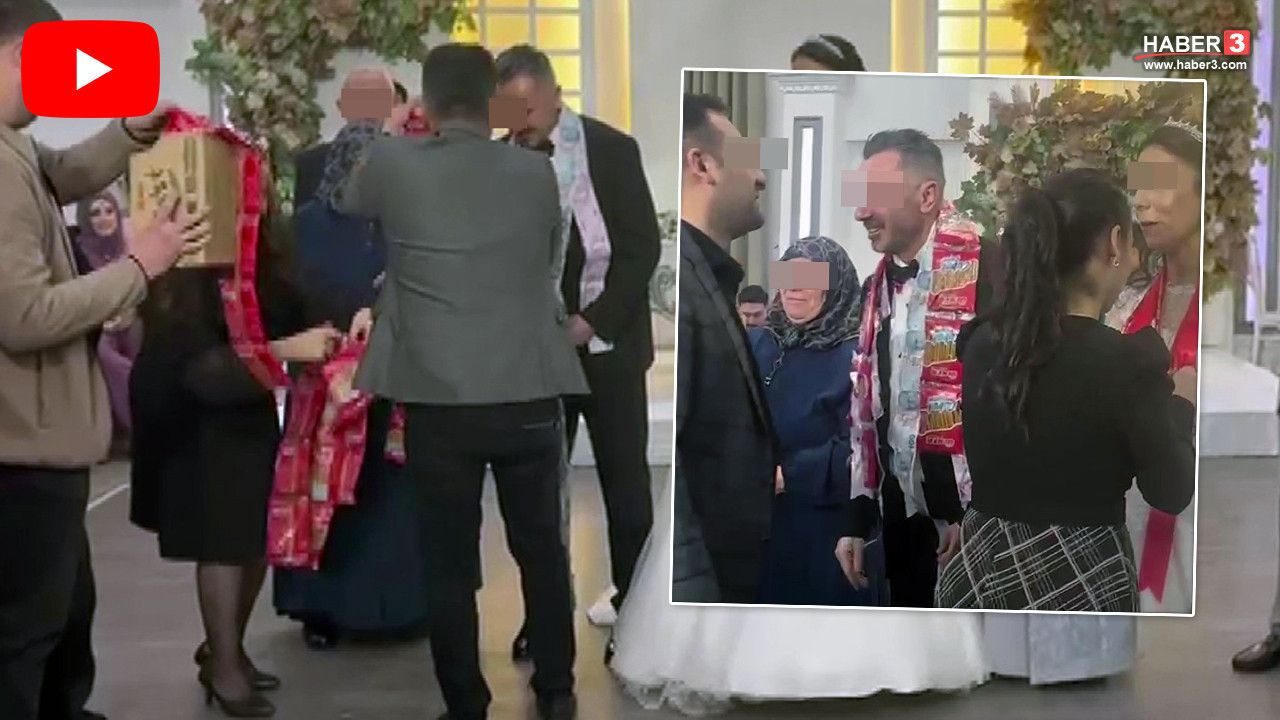 Düğünde damada para ya da altın yerine taktılar, damat da afiyetle yedi!