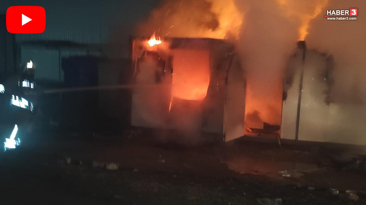 Hatay'de depremzedelerin kaldığı konteyner alevlere teslim oldu