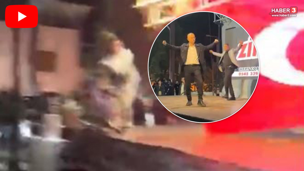 Fırtına sahneyi ve dev ekranı yıktı, belediye başkanı canını zor kurtardı