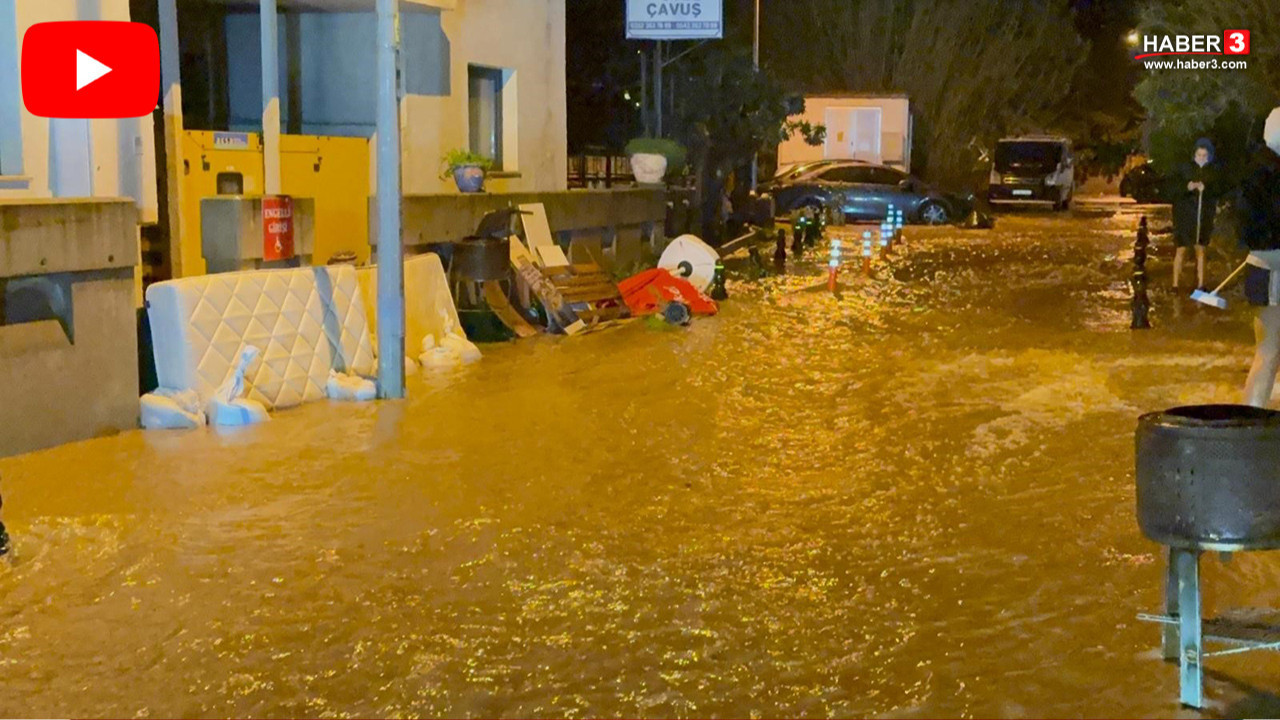 Meteoroloji uyarmıştı... Aniden bastıran sağanak yağış Bodrum'u adeta yuttu