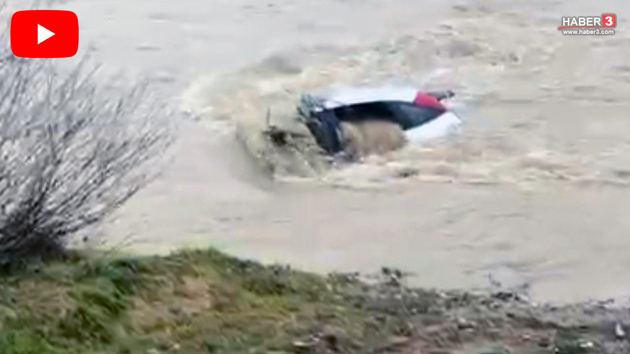 Bir kişiyi dereye uçan otomobilinin içinde ölmekten vatandaşlar kurtardı