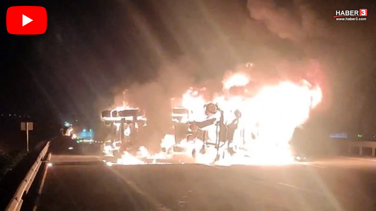 Seyir halindeki tır bir anda alev topuna döndü