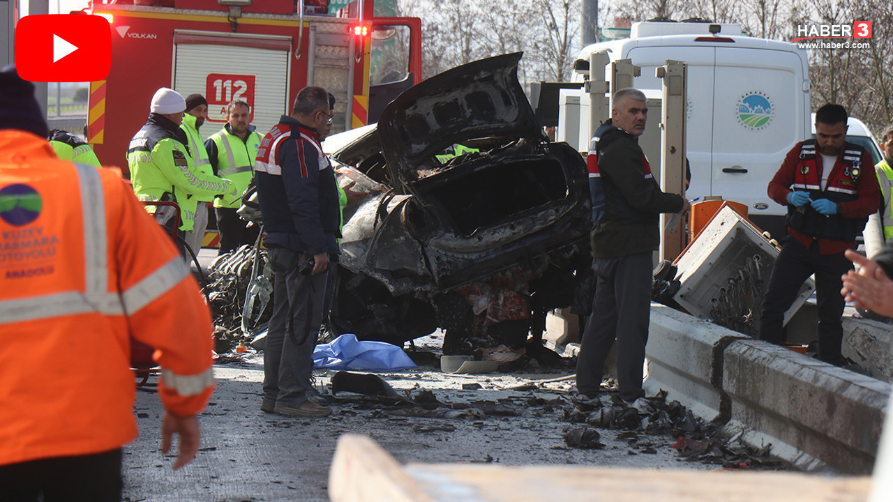 Yine Kuzey Marmara Otoyolu yine aynı şekilde korkunç bir kaza: Gişelere ok gibi çarpıp alev aldı