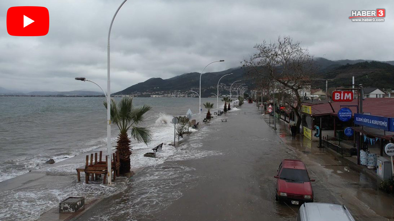 Marmara coştu, dev dalgalar kara ile denizi birleştirdi!