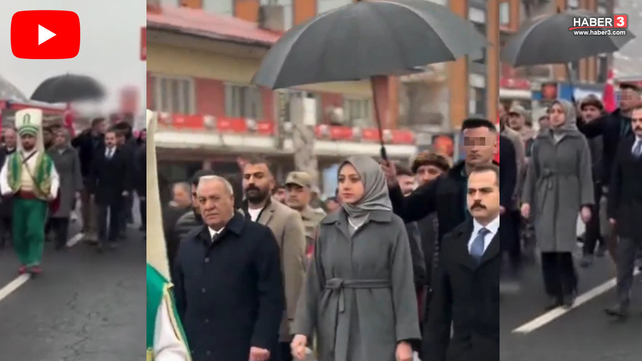 Koruma polisine şemsiye taşıtan Kaymakam'a tepki yağdı