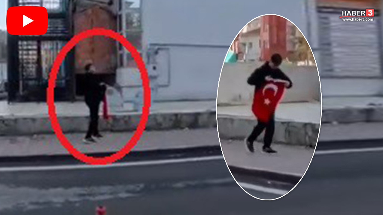 Yerde Gördüğü Al Yıldızı bayrağımızı öpüp başına koydu... Türkiye onu konuşuyor