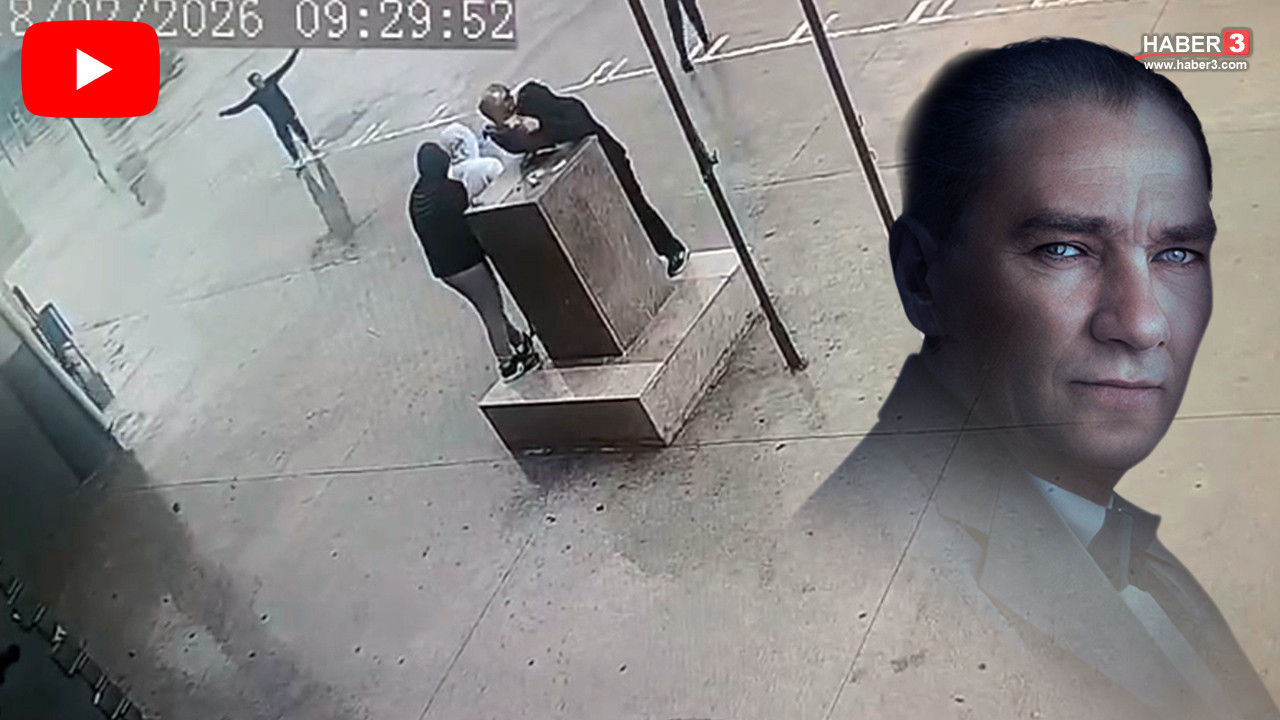 Fırtınada duygulandıran anlar: Atatürk büstü devrilmesin diye ellerini siper ettiler