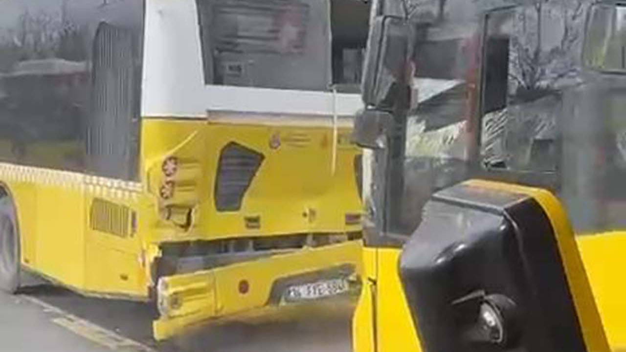 İstanbul'da korkutan kaza: Üç İETT otobüsü durakta çarpıştı