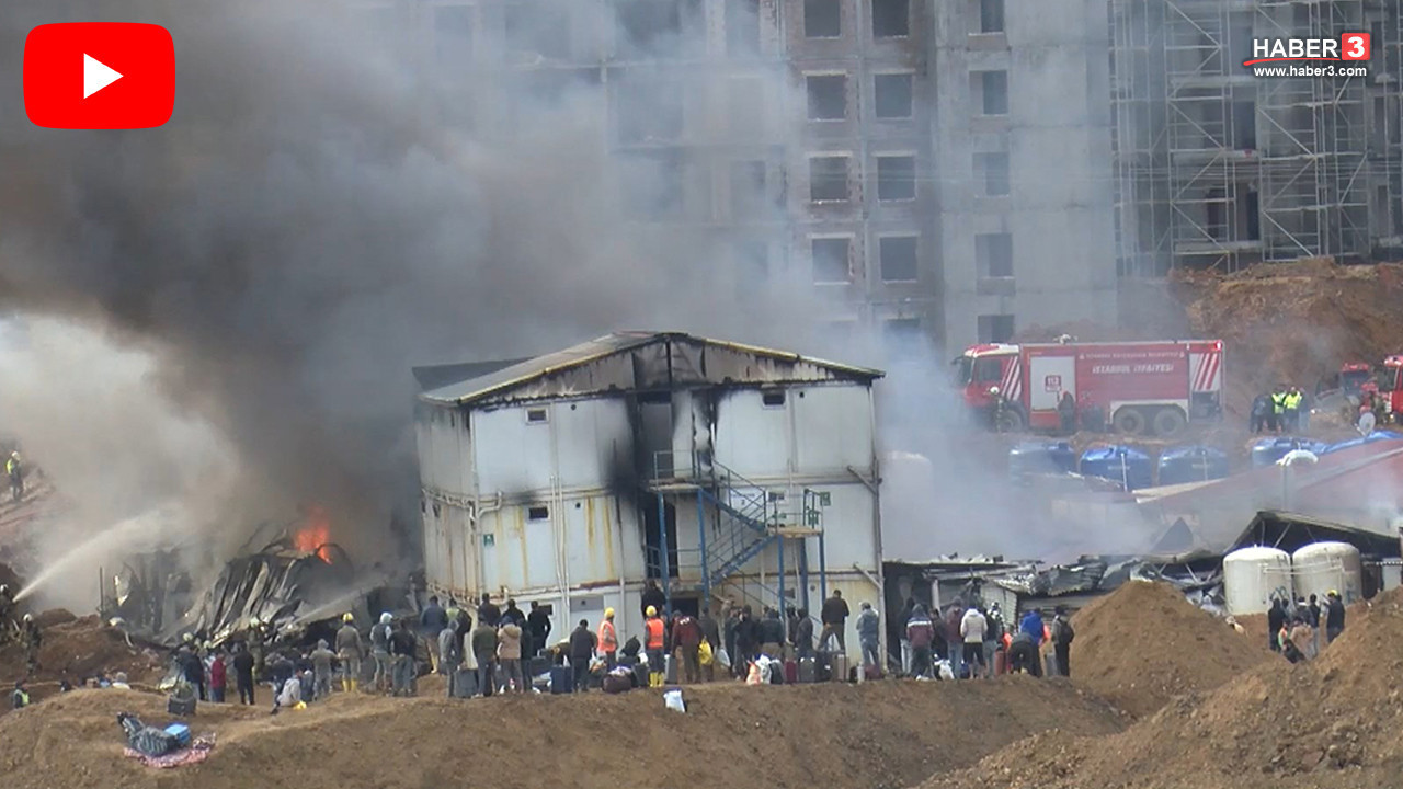 Dev şantiyede korku dolu anlar: İşçilerin kaldığı konteynerler alevlere teslim oldu!
