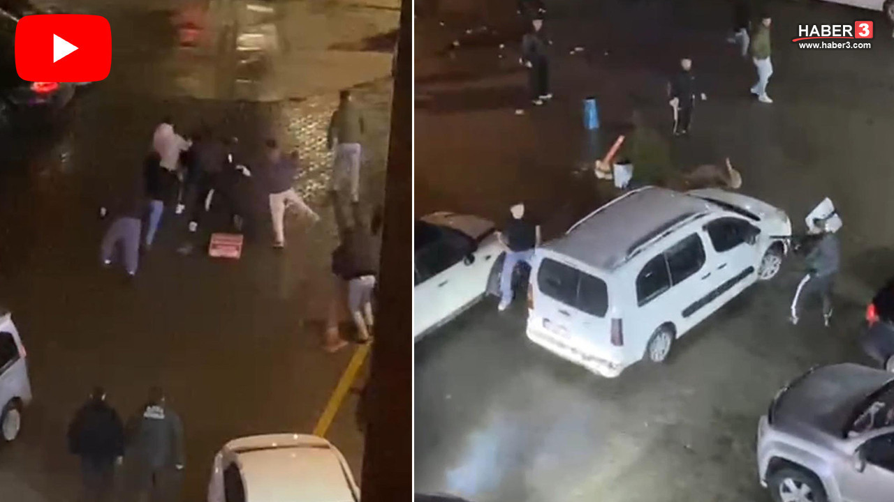 AVM otoparkında kız kavgası kamerada: Park levhası, çöp kovası, bıçak...