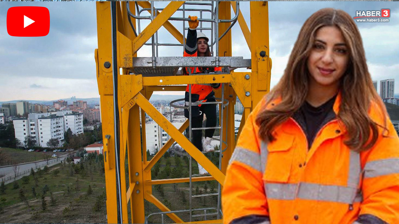 110 metrede her türlü zorluğa göğüs geriyor... 20 yaşındaki genç kız vinç operatörü oldu!