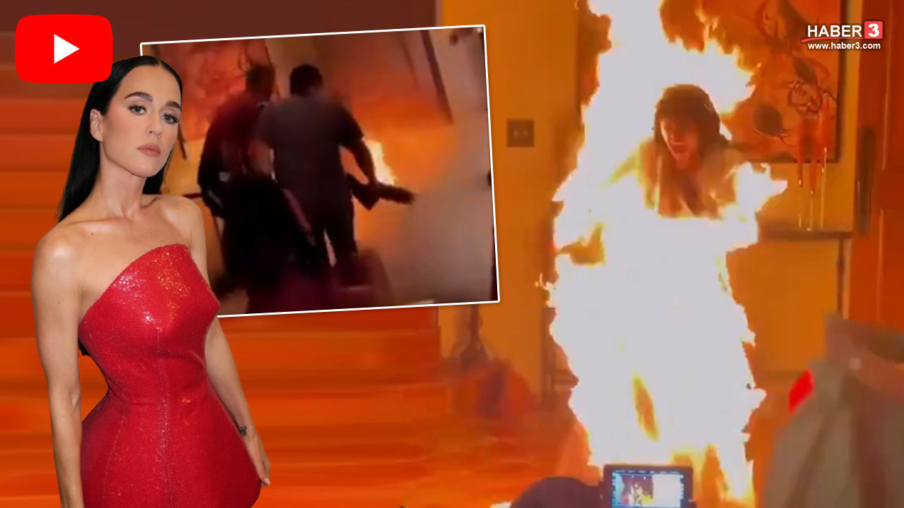 Katy Perry klip çekiminde alevler içinde kaldı: Dehşete düşüren anlar saniye saniye kamerada!