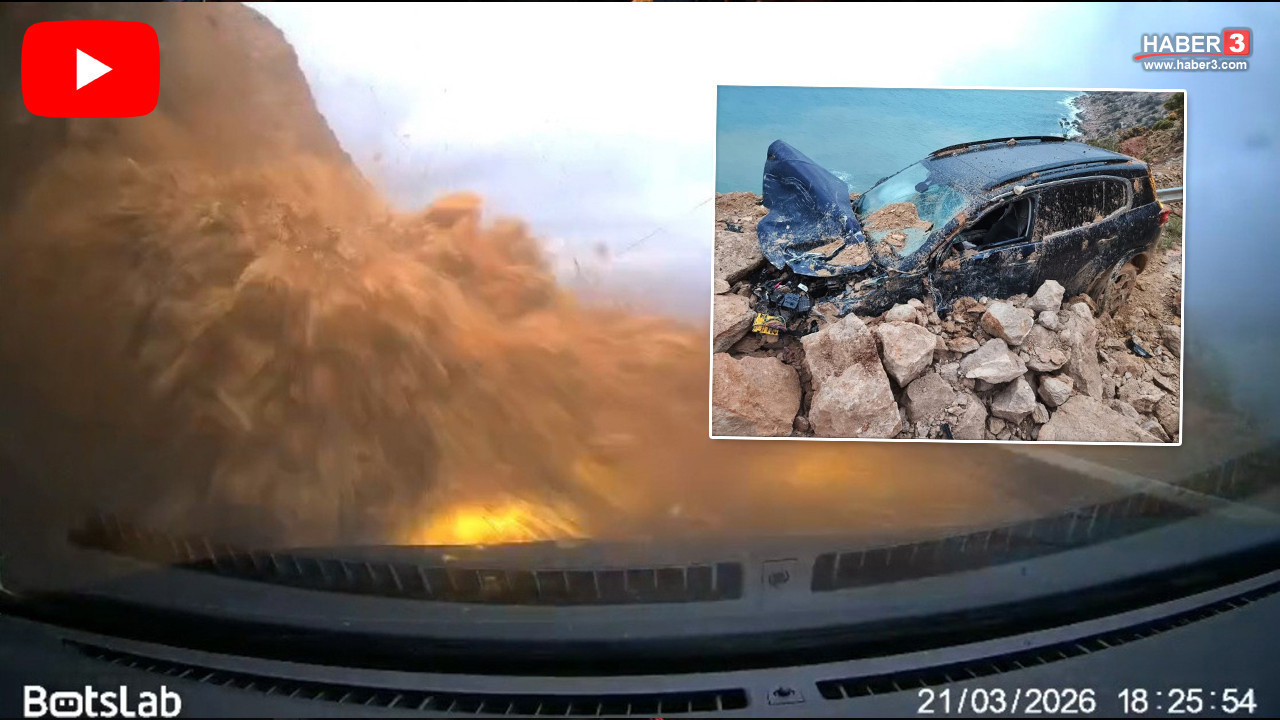 Mersin-Antalya yolunda dehşet anları! Bir cipi kağıt gibi ezen heyelan araç kamerasında