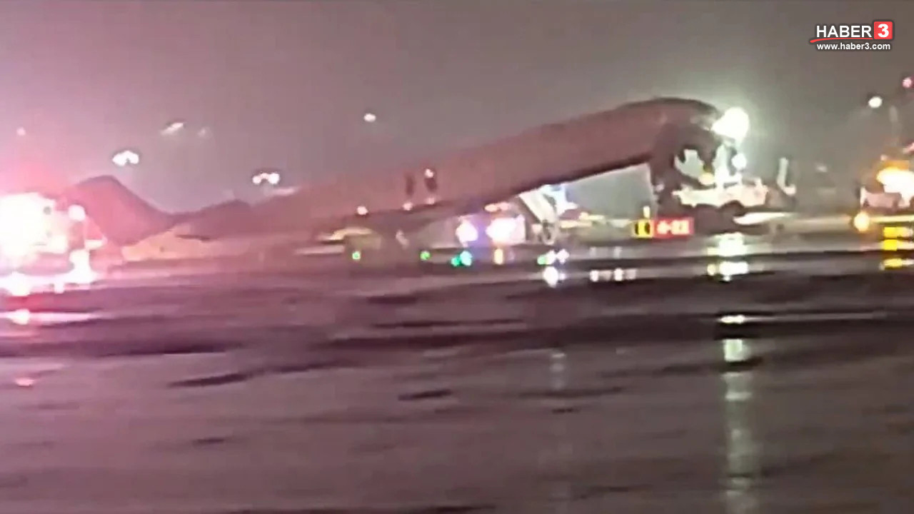 Havalimanında feci kaza! Yolcu uçağı itfaiye aracıyla çarpıştı