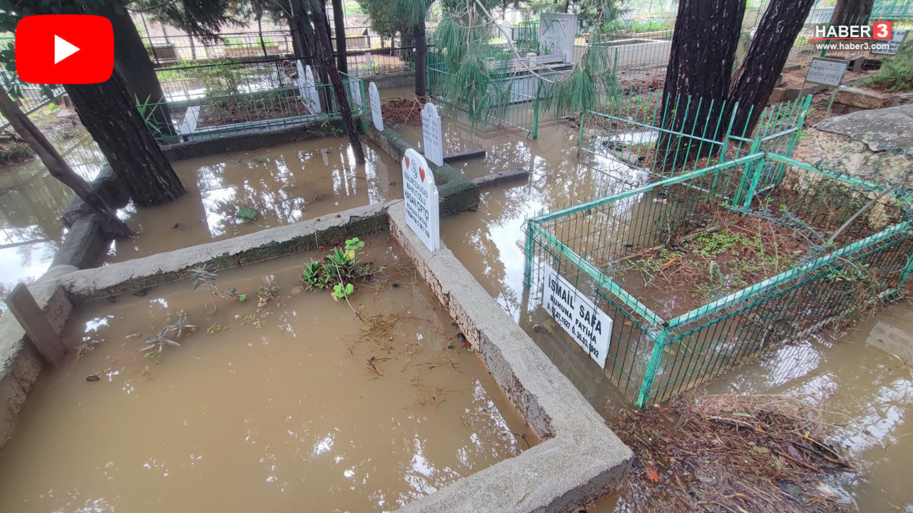 Yağmur bir kez daha aynı mezarlığı göle çevirdi; vatandaş isyan etti!