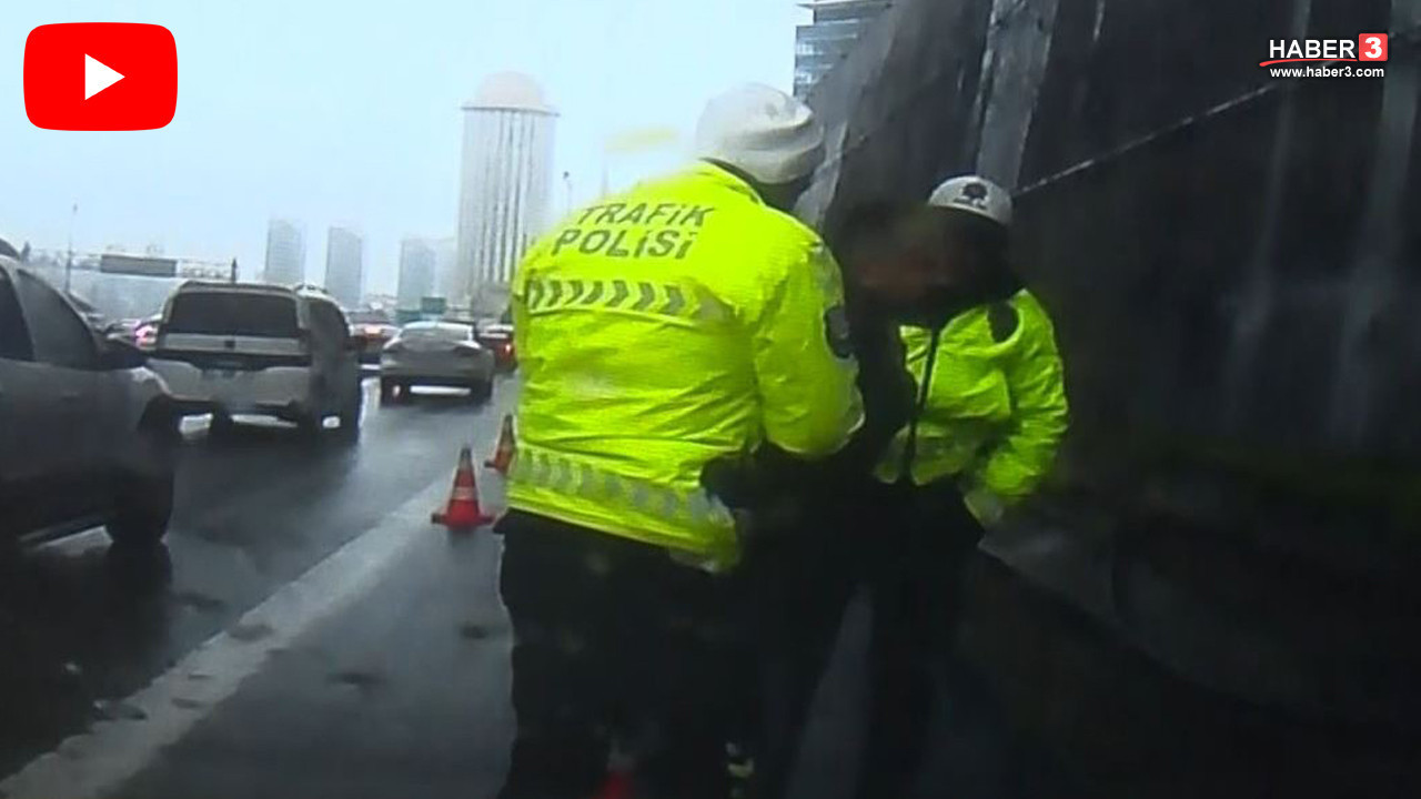 Trafikte ölümle burun buruna! Boğulmak üzere olan sürücüyü polis kurtardı