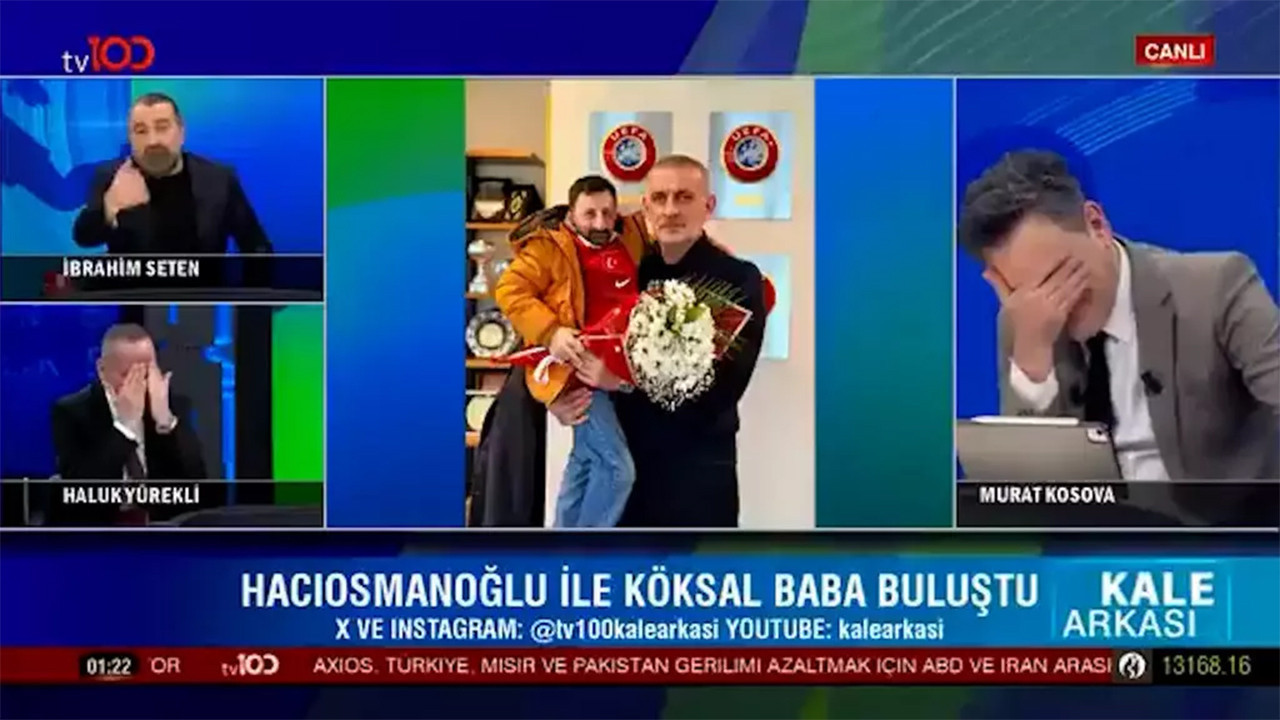 TFF Başkanı Hacıosmanoğlu Köksal Baba'yı kucakladı canlı yayında kahkaha tufanı koptu