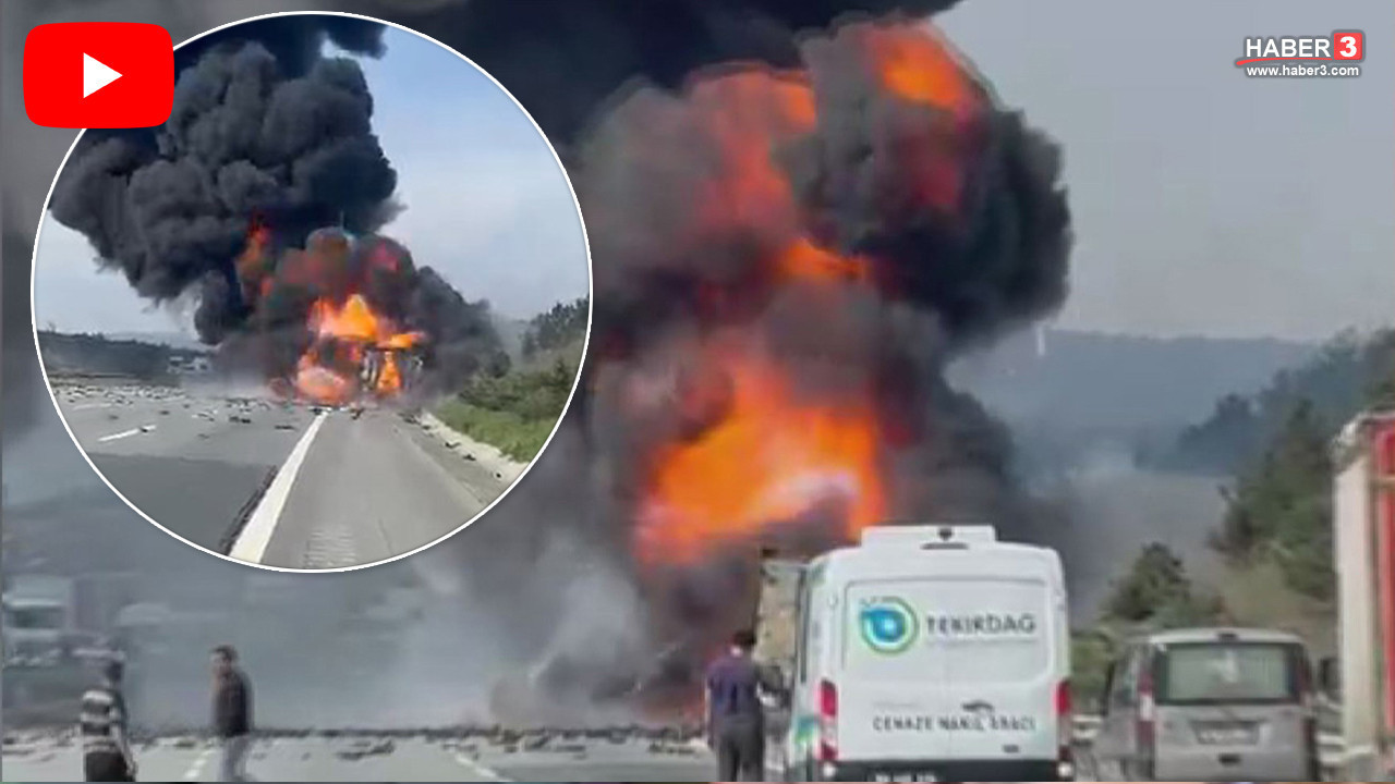 Kuzey Marmara Otoyolu'nda dehşet anları! Kamyon alev topuna döndü, yol kapandı!