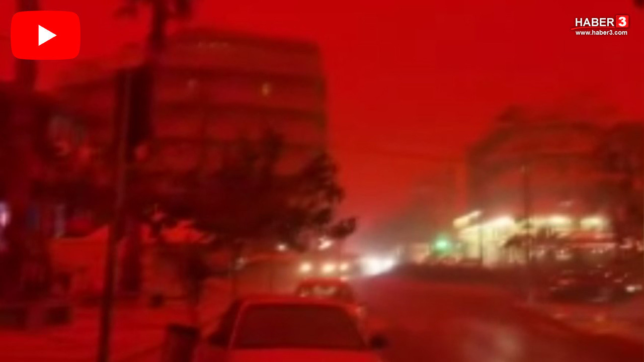 Ege'de kızıl kabus! Afrika'dan gelen çöl tozu adayı kırmızıya boyadı!