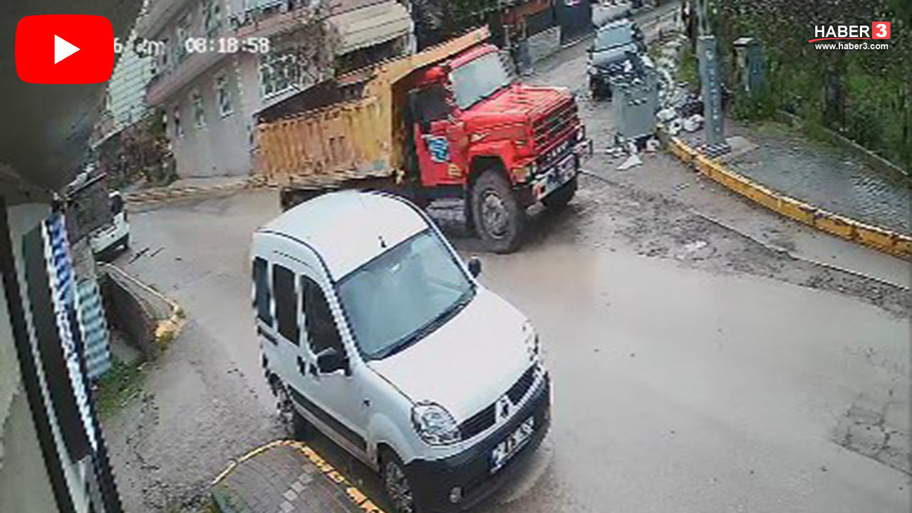 Çalışır halde yol kenarına bırakılan kamyon, kaldırımdaki bir yayayı ezip hayattan koparttı!