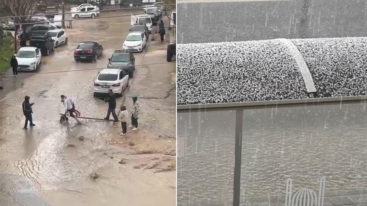 Mardin'de dolu ve sağanak hayatı felç etti