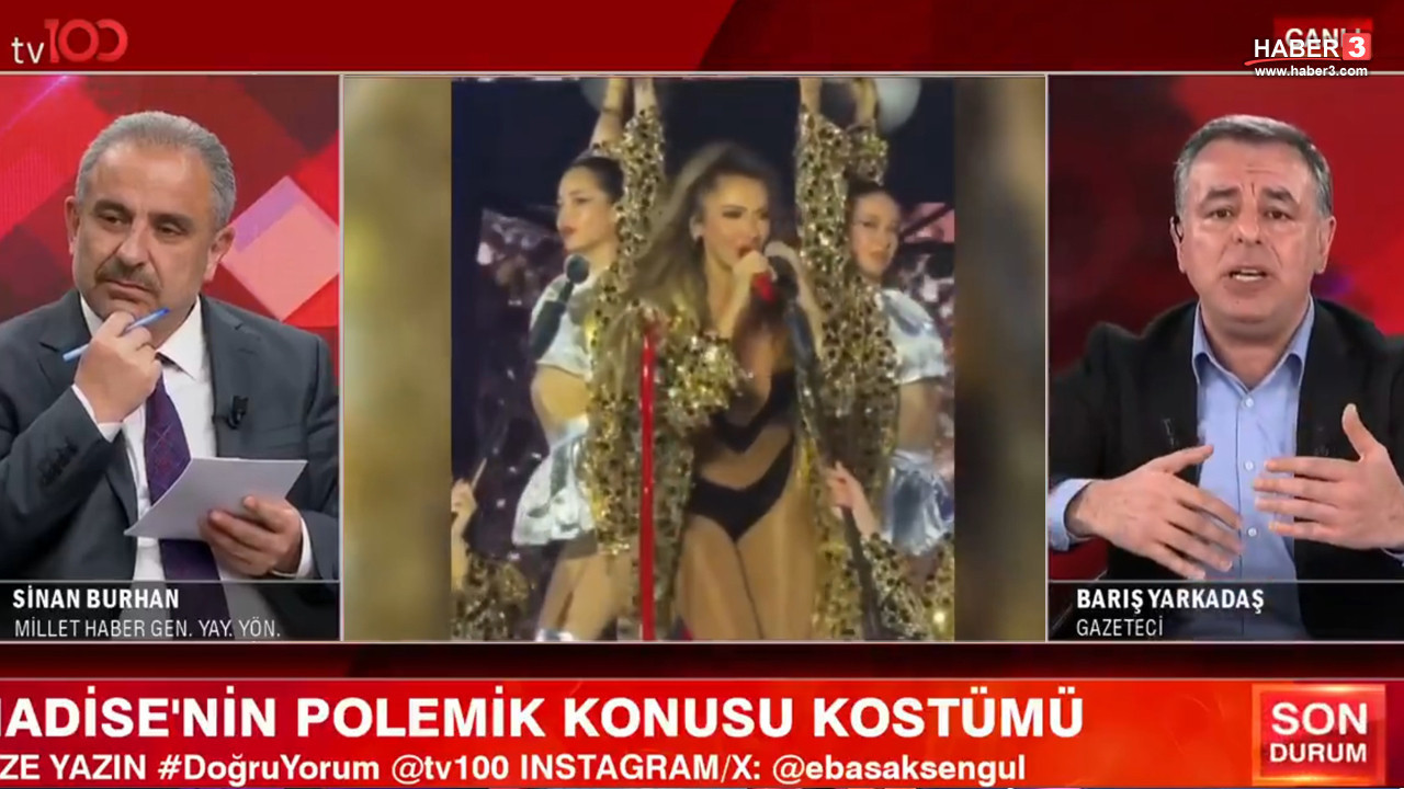 İki gazeteci Hadise'nin cesur kıyafeti yüzünden canlı yayında birbirine girdi!