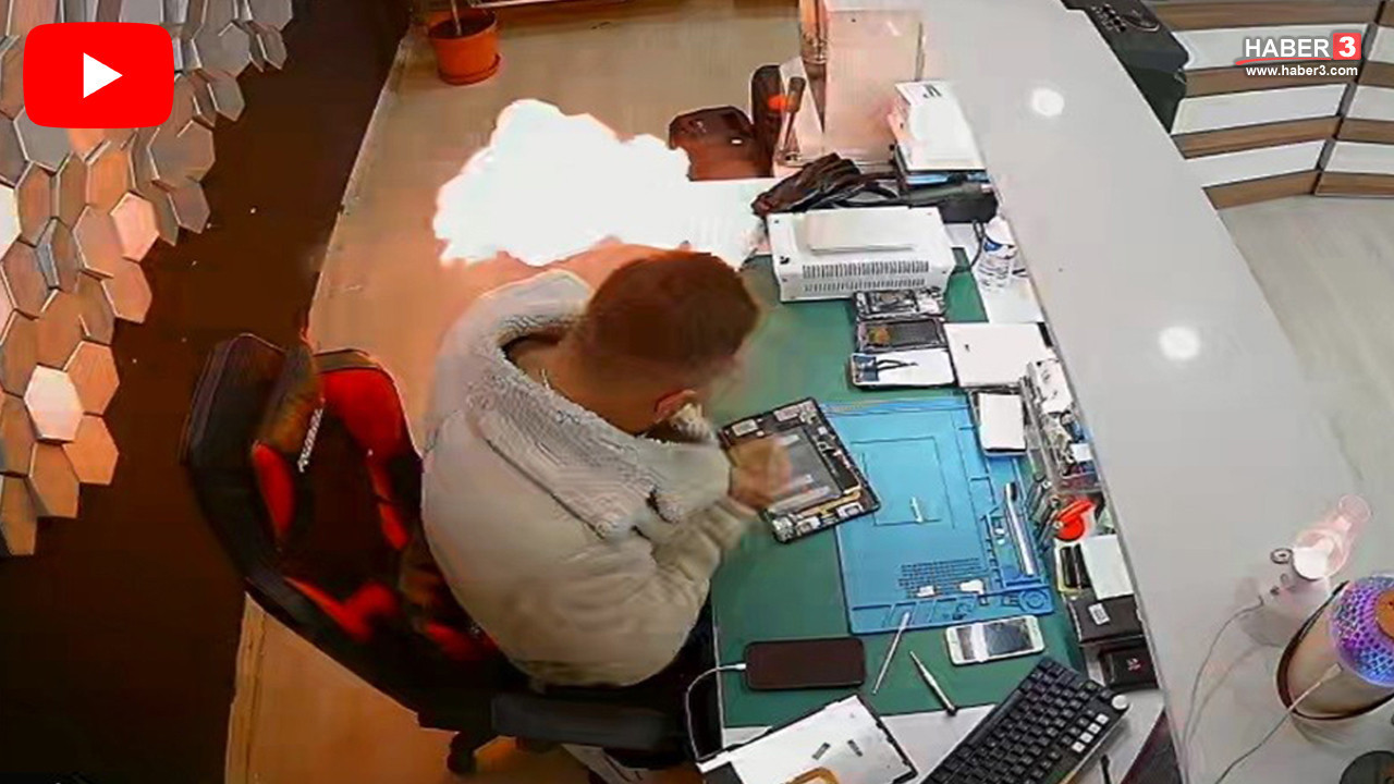 Şişen cep telefonu bataryası bomba gibi patladı! O anlar kamerada...