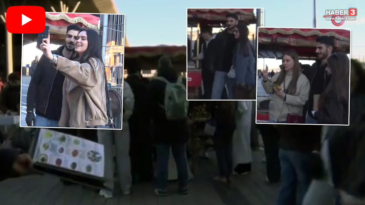 Karaköy İskelesi'ndeki kestane tezgahına kadın turist aklını! Fotoğraf için kuyruk oluyorlar!