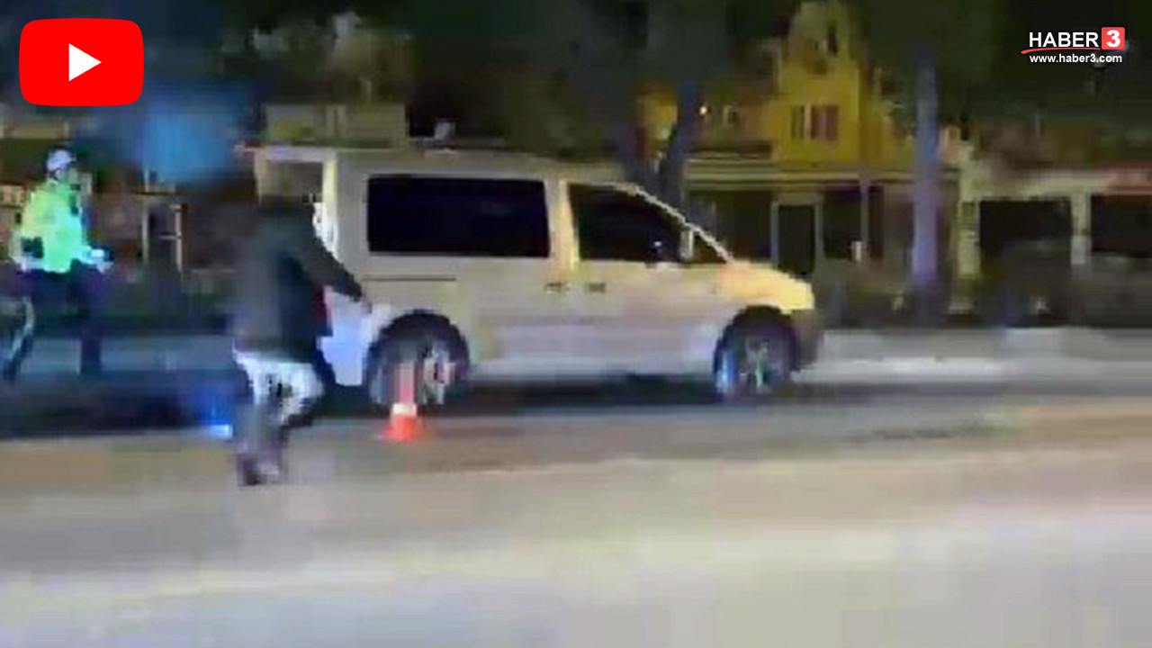''Dur'' ihtarına uymayan trafik canavarı polisi ezmeye çalıştı!