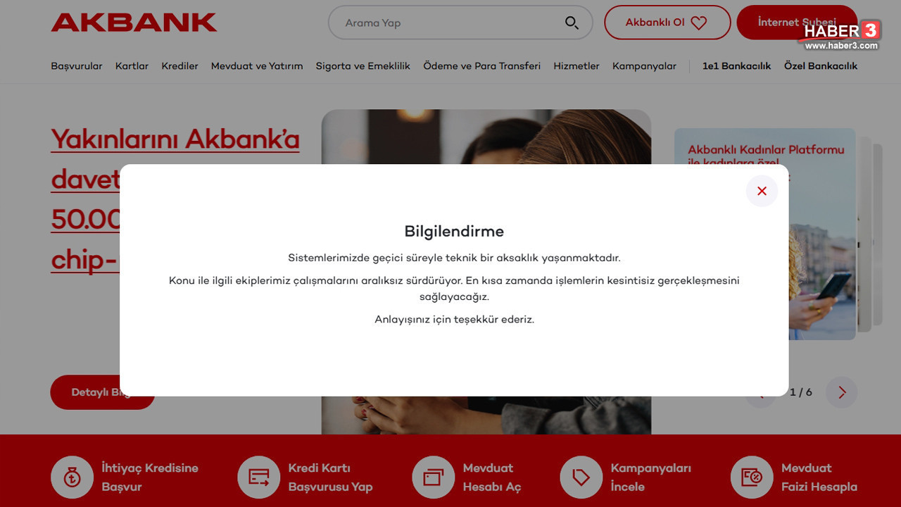 Akbank sistemleri çöktü, işlemler durdu