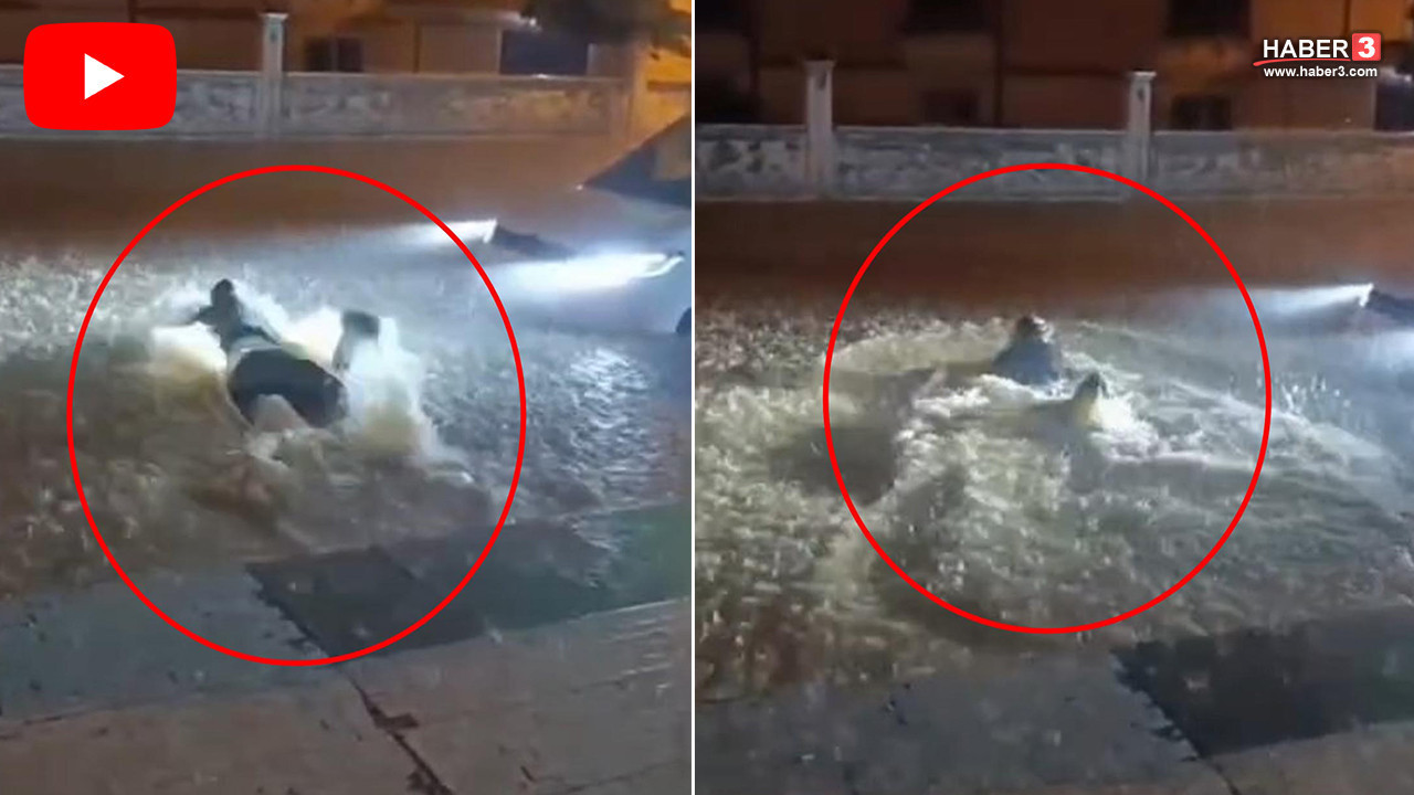 Burası göl değil, sokak! Sel sularına atlayıp böyle yüzdü
