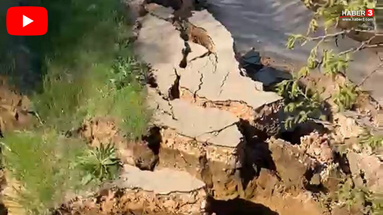 Bursa'da heyelan! Yolu kağıt gibi parçalandı, ulaşım durdu!