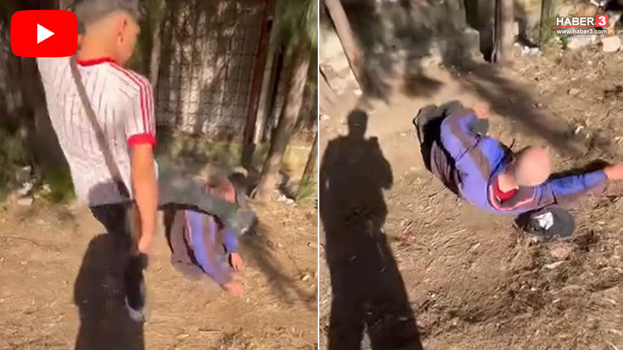 Sokakta uyuyan yaşlı adamla alay edip, yüzüne tekme attılar!