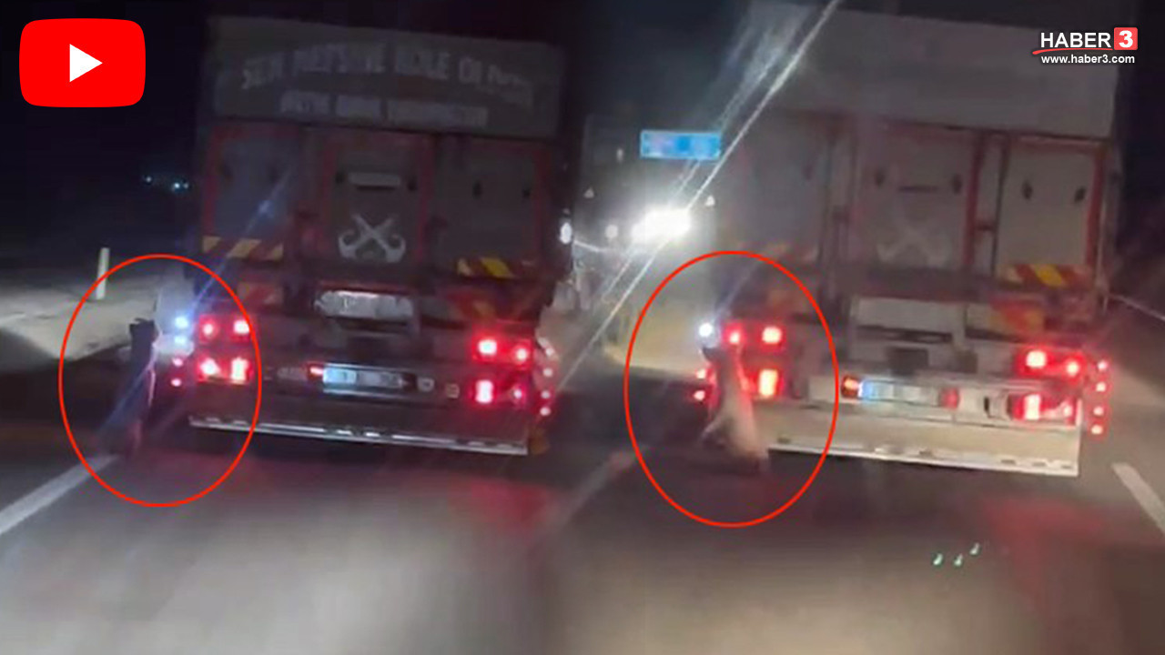 Trafiğin ortasında kan donduran görüntü: Kamyonun arkasında metrelerce sürüklendi