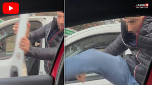 Kadın doktorun aracına maganda saldırısı kamerada