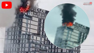 İstanbul'da 16 katlı binanın çatı katındaki kafede büyük yangın