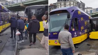 İETT otobüsü tramvaya çarptı