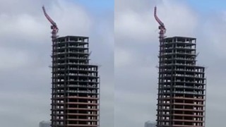 İstanbul'da deprem sırasında inşaat vinci bayrak gibi dalgalandı!