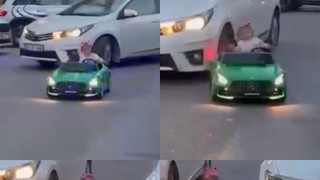 Kahreden kaza kamerada: Akülü araçlı miniğe gerçek otomobil çarptı!