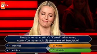 Kim Milyoner Olmak İster'de ''Atatürk'' sorusunu bilemeyen yarışmacı isyan etti