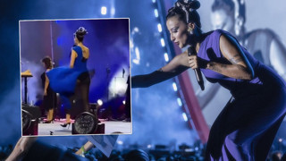 Melike Şahin derin yırtmacıyla rüzgarın azizliğine uğradı ama umursamadı