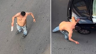 Elinde satırla sokağa çıkıp ortalığı birbirine kattı