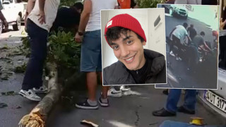 İstanbul'da genç oyuncunun üzerine ağaç devrildi; korkunç olay kamerada!